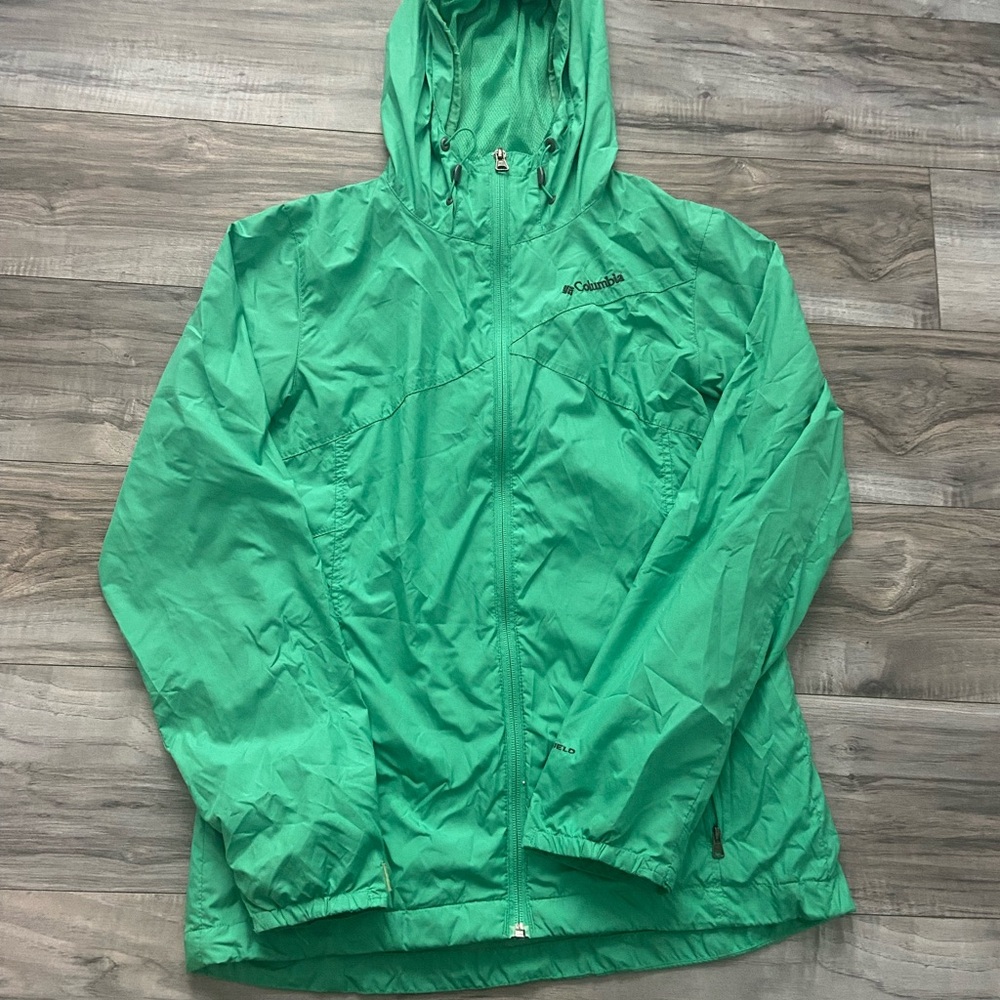 Columbia Teal Hooded Windbreaker